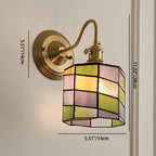 Classic Tiffany Style Round Copper Glass 1-Light Wall Sconce for Living Room