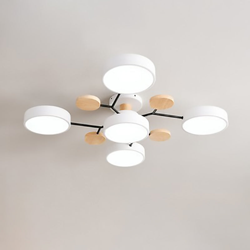 Modern Scandinavian Round LED Semi-Flush Mount Ceiling Light with Molecule Branch Design for Living Room