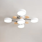 Modern Scandinavian Round LED Semi-Flush Mount Ceiling Light with Molecule Branch Design for Living Room