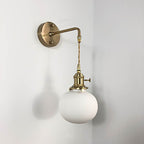 Japanese Brass Pleated Glass Wall Light | 1-Light