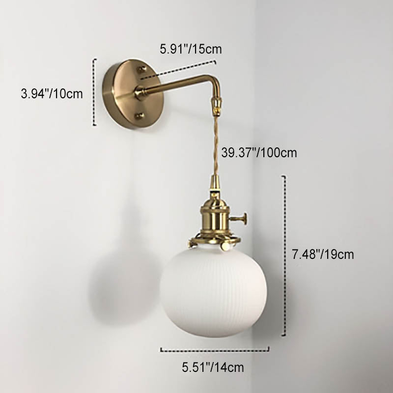 Japanese Retro Minimalist Oval Brass and Lucite Cylinder Wall Sconce Lamp