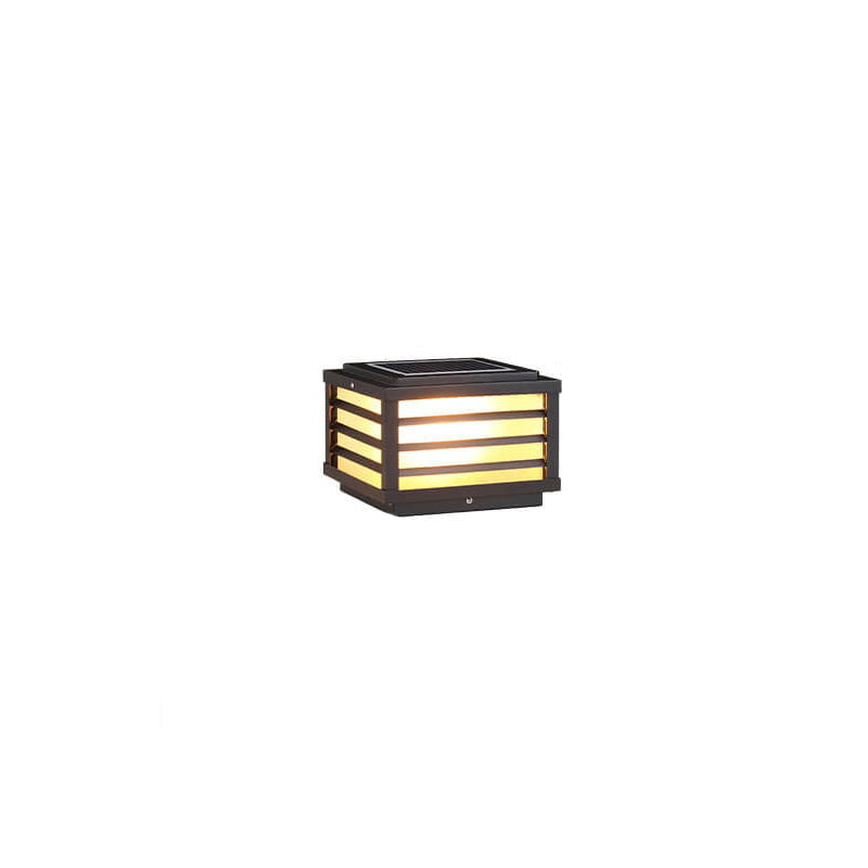 Contemporary Waterproof Solar LED Square Aluminum Landscape Post Light for Gardens