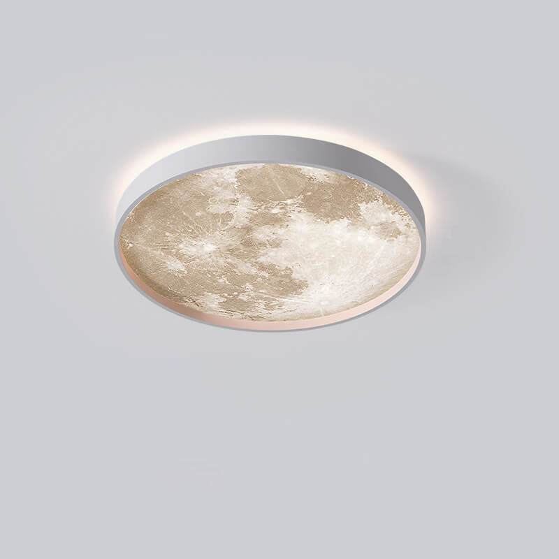 Nordic-Inspired Round LED Flush Mount Ceiling Light with Moon Design