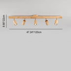 Japanese Minimalist LED Wooden Track Lighting - Semi-Flush Mount Ceiling Light (2/3/4/5 Lights)