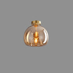 Nordic Style Elegant Round Glass Ball Semi-Flush Mount Ceiling Light - 1-Light