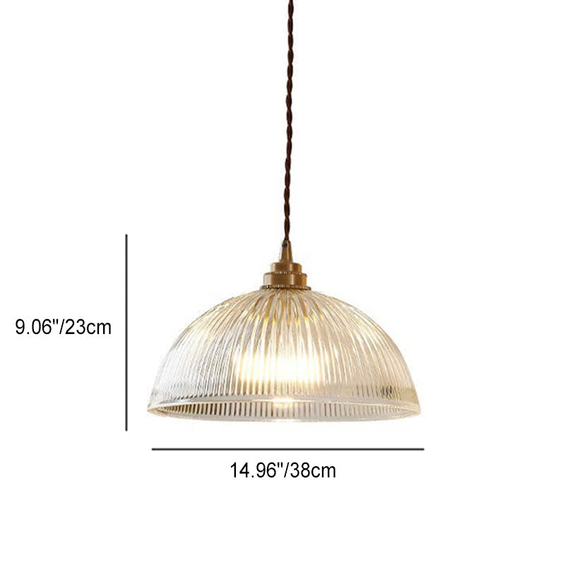 Contemporary Clear Glass Dome Pendant Light with Single Bulb