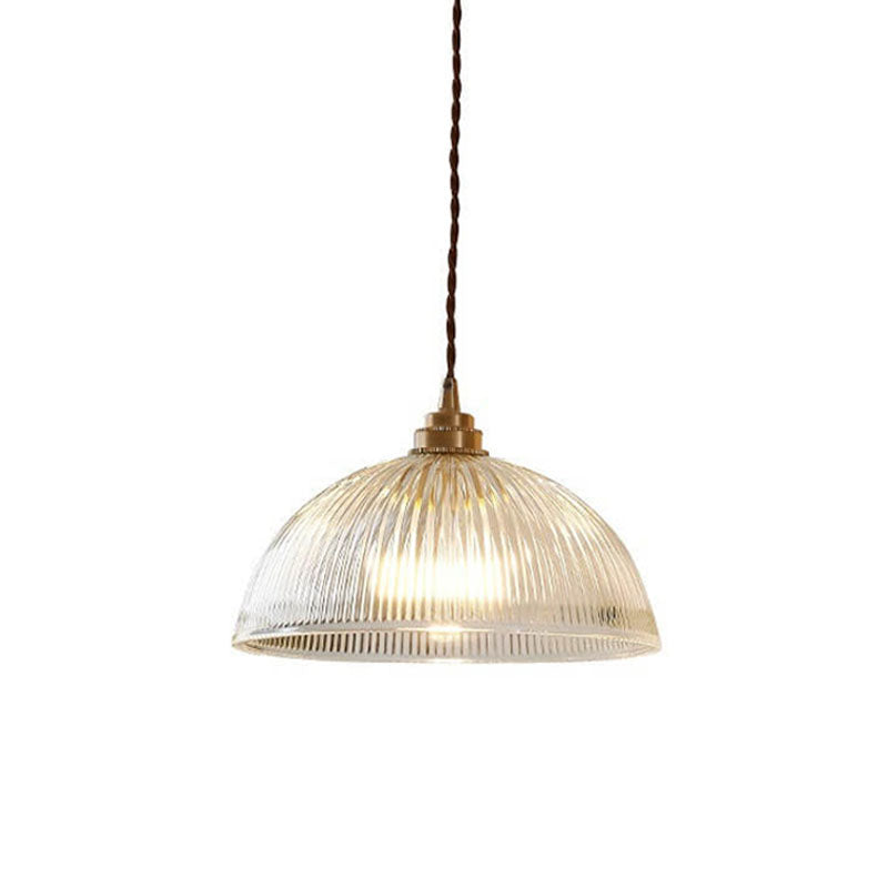 Contemporary Clear Glass Dome Pendant Light with Single Bulb