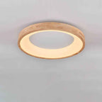 Round LED Flush Mount Ceiling Light in Nordic Minimalist Log Wood Design