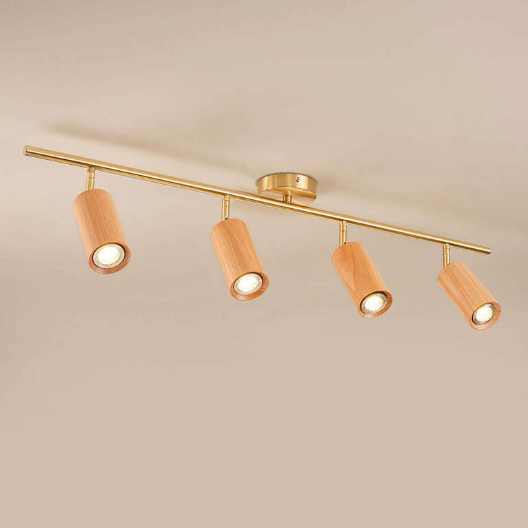 Nordic Minimalist Walnut Wood Linear Track LED Ceiling Light - Available in 1, 2, 3, or 4 Lights