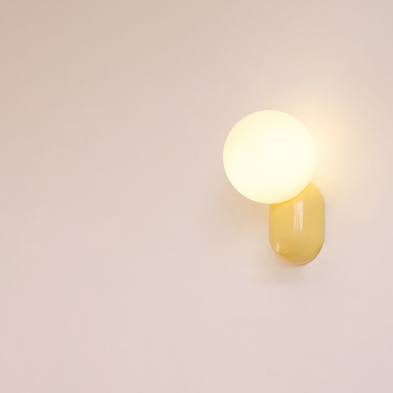 Macaron-Inspired Cream Resin Glass Ball 1-Light Wall Sconce