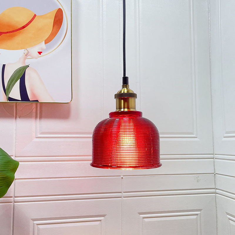 Retro Textured Lattice Glass Single Pendant Light