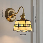Classic Tiffany Style Round Copper Glass 1-Light Wall Sconce for Living Room