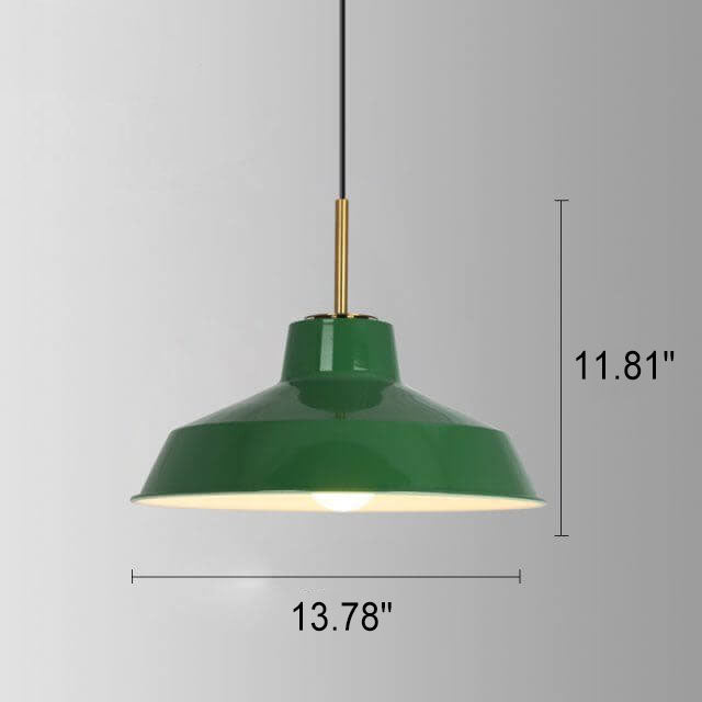 Vintage Industrial Green Iron Dome Cone Pendant Light - 1-Light Design