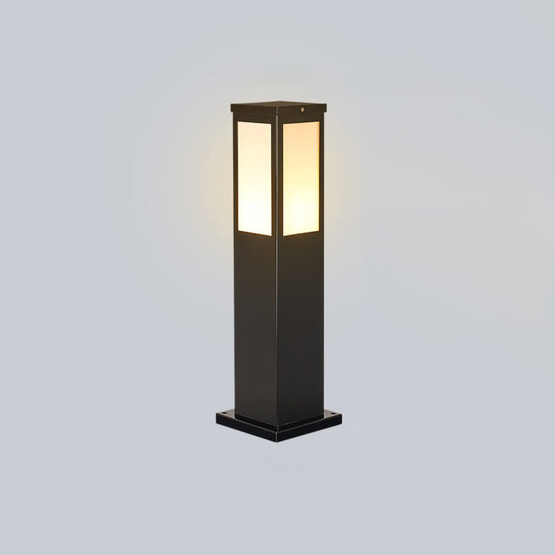 Contemporary Solar-Powered Square Column Outdoor Pathway Light - Waterproof Design
