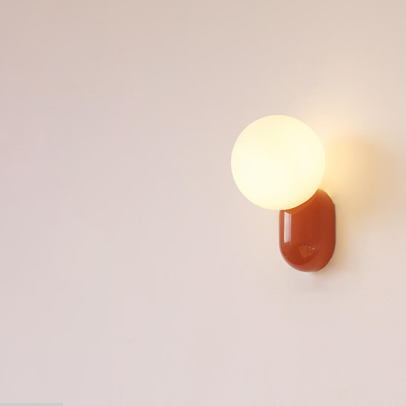 Macaron-Inspired Cream Resin Glass Ball 1-Light Wall Sconce