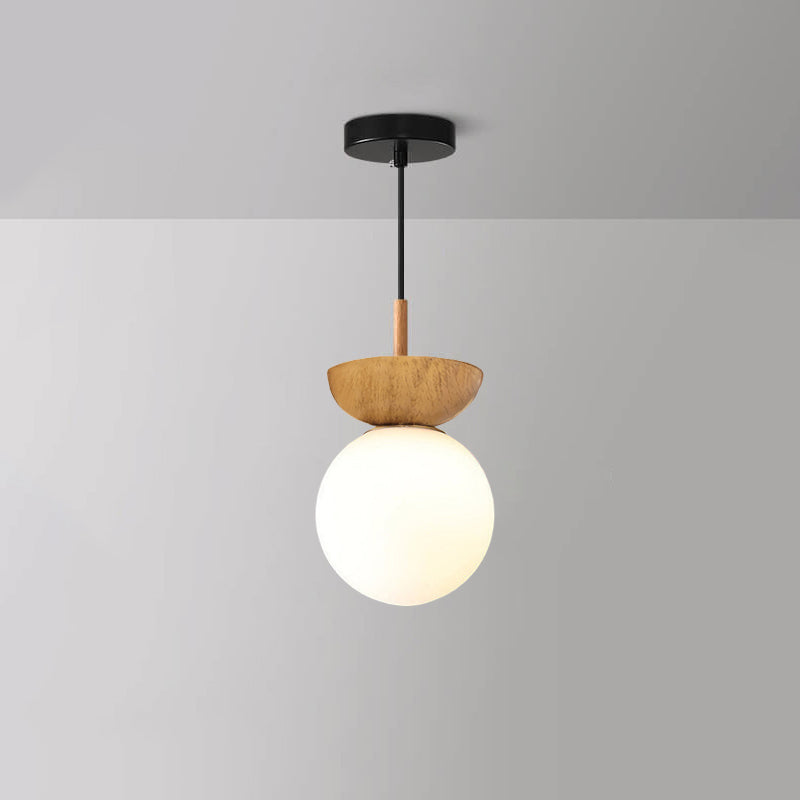 Contemporary Minimalist Glass and Iron Orb 1-Light Semi-Flush Mount/Pendant Light for Living Room