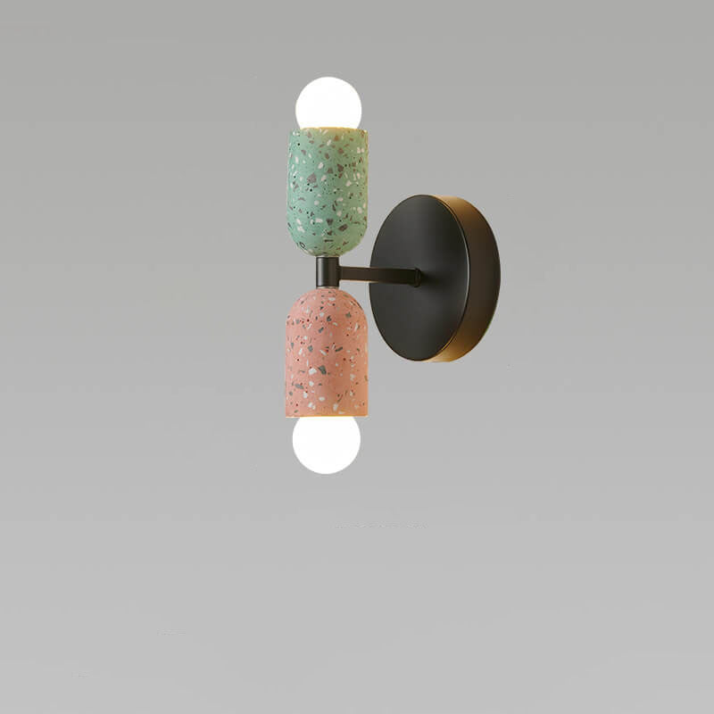 Contemporary Wabi-Sabi Iron and Cement 2-Light Wall Sconce