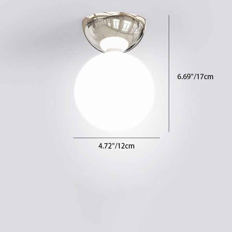 Modern Scandinavian Iron and Glass Spherical Semi-Flush Mount Ceiling Light - 1-Light Fixture for Hallway