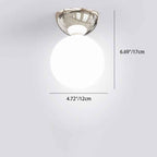 Modern Scandinavian Iron and Glass Spherical Semi-Flush Mount Ceiling Light - 1-Light Fixture for Hallway