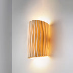 Norse-Inspired Striped Resin Half Cylinder Wall Sconce with Dual Lights