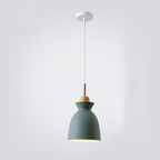 Modern Nordic Oak and Iron Bell Cone 1-Light Pendant Lamp for Living Room