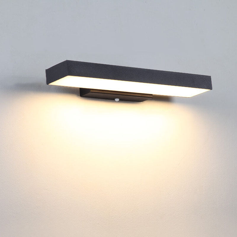 Contemporary Minimalist Rectangular Flat LED Outdoor Wall Sconce with Sensor - Waterproof