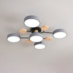Modern Scandinavian Round LED Semi-Flush Mount Ceiling Light with Molecule Branch Design for Living Room
