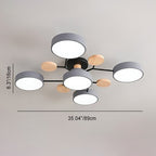 Modern Scandinavian Round LED Semi-Flush Mount Ceiling Light with Molecule Branch Design for Living Room