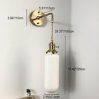 Japanese Retro Minimalist Oval Brass and Lucite Cylinder Wall Sconce Lamp