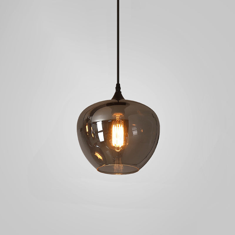 Contemporary Smoke Gray Glass LED Pendant Light with Single Bulb
