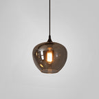 Contemporary Smoke Gray Glass LED Pendant Light with Single Bulb