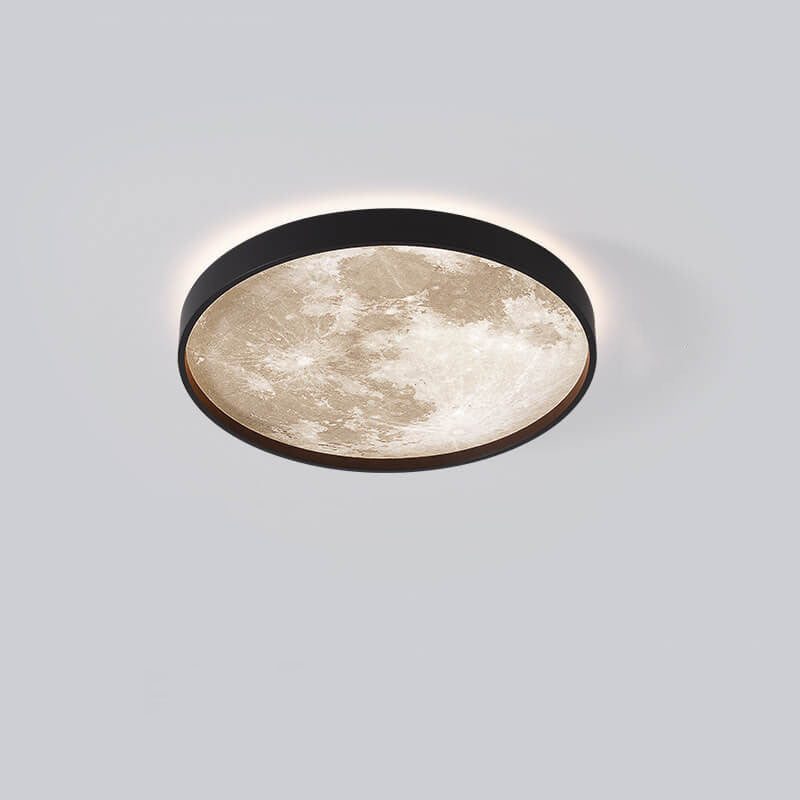 Nordic-Inspired Round LED Flush Mount Ceiling Light with Moon Design