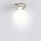 Modern Scandinavian Iron and Glass Spherical Semi-Flush Mount Ceiling Light - 1-Light Fixture for Hallway