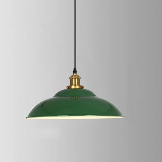 Vintage Industrial Green Iron Dome Cone Pendant Light - 1-Light Design