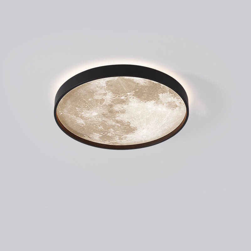 Nordic-Inspired Round LED Flush Mount Ceiling Light with Moon Design