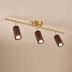 Nordic Minimalist Walnut Wood Linear Track LED Ceiling Light - Available in 1, 2, 3, or 4 Lights