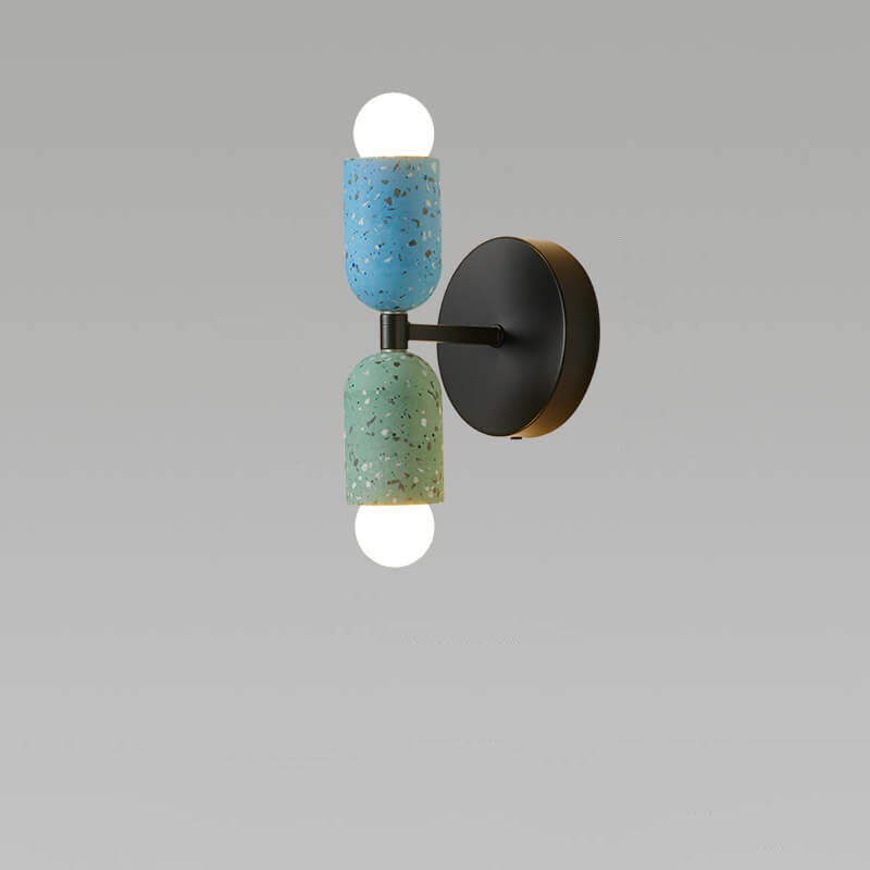Contemporary Wabi-Sabi Iron and Cement 2-Light Wall Sconce