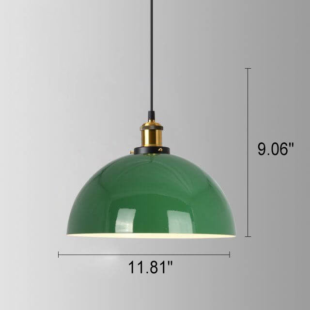 Vintage Industrial Green Iron Dome Cone Pendant Light - 1-Light Design
