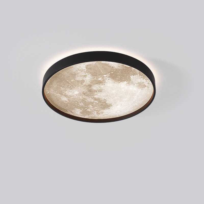 Nordic-Inspired Round LED Flush Mount Ceiling Light with Moon Design