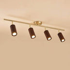 Nordic Minimalist Walnut Wood Linear Track LED Ceiling Light - Available in 1, 2, 3, or 4 Lights
