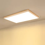 Contemporary Minimalist Solid Wood and Acrylic Square LED Flush Mount Ceiling Light for Living Room