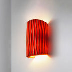 Norse-Inspired Striped Resin Half Cylinder Wall Sconce with Dual Lights