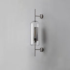 Modern Industrial Cylinder Glass Shade Wall Sconce Lamp with Iron Finish Frame - 1-Light Design for Bedroom