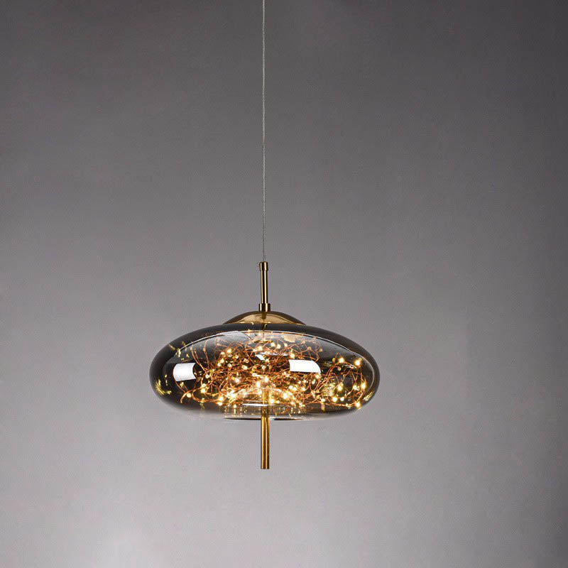 Modern Scandinavian Oval Glass Cylinder Pendant Light - 1-Light Fixture for Bedroom