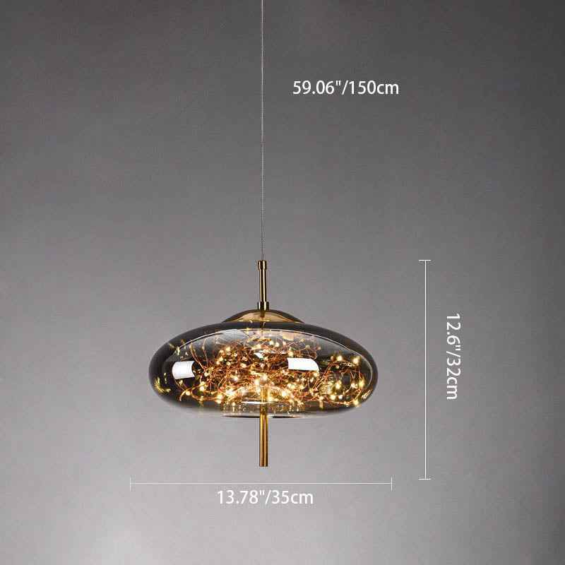 Modern Scandinavian Oval Glass Cylinder Pendant Light - 1-Light Fixture for Bedroom