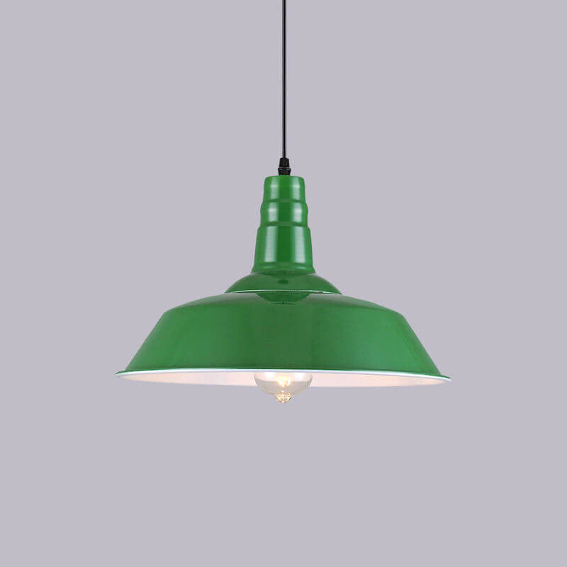 Vintage Industrial Green Iron Dome Cone Pendant Light - 1-Light Design