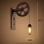 Retro Industrial Iron Wall Sconce Lamp with Single Pulley Light