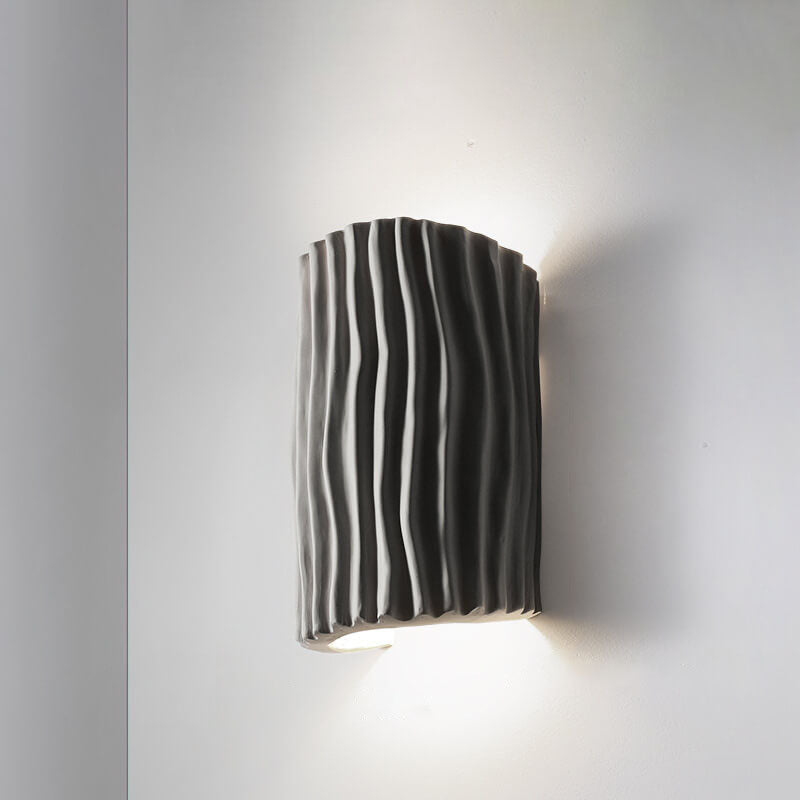 Norse-Inspired Striped Resin Half Cylinder Wall Sconce with Dual Lights