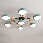 Modern Scandinavian Round LED Semi-Flush Mount Ceiling Light with Molecule Branch Design for Living Room