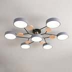 Modern Scandinavian Round LED Semi-Flush Mount Ceiling Light with Molecule Branch Design for Living Room